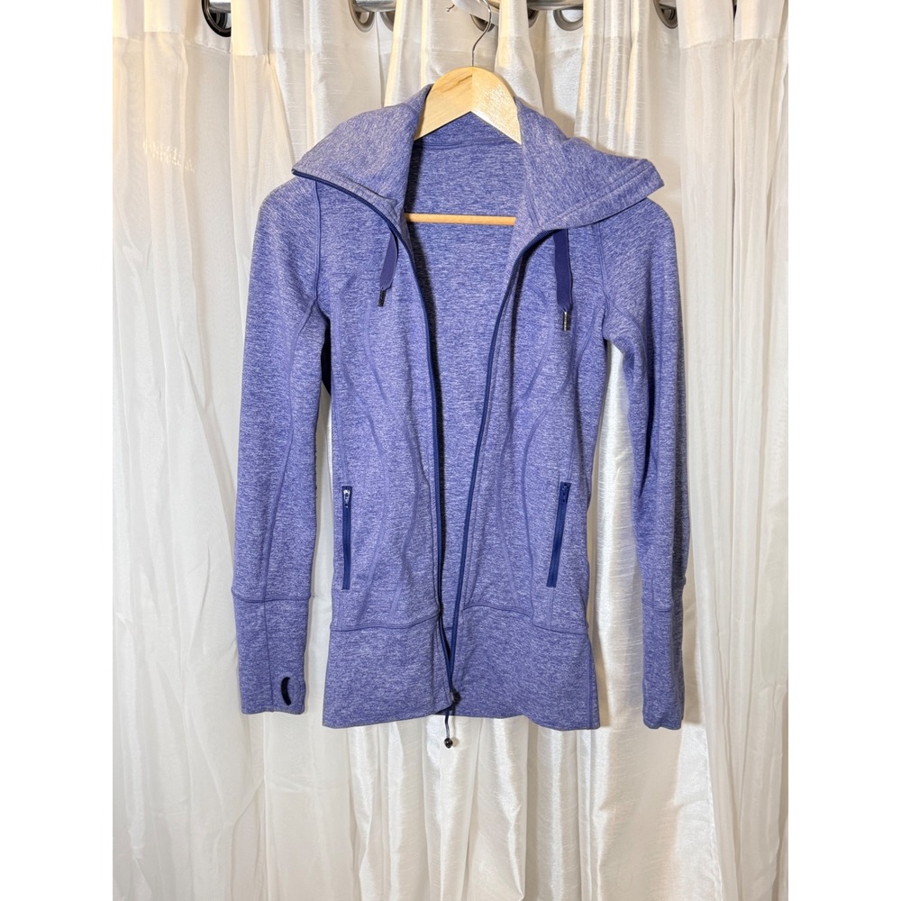 Lululemon Scuba Hoodie Womens 4 Purple Heathered Full Zip Thumbholes Jacket